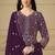 Wine georgette embroidered & sequins semi stitched suit size up to 42