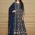Blue georgette embroidered & sequins semi stitched suit size up to 42