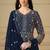 Blue georgette embroidered & sequins semi stitched suit size up to 42
