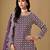 Purple art silk zari embroidery sequins mirror work & bottom jacquard print free size stitch suit size up to 42