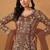 Brown net embroidered & sequins semi stitched suit size up to 42
