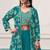 Turquoise blue georgette zari embroidery & sequins free size stitch suit size up to 42