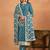 Teal blue georgette embroidery & sequins semi stitched suit size up to 42