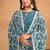 Teal blue georgette embroidery & sequins semi stitched suit size up to 42