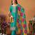 Turquoise chinnon silk embroidery & sequins semi stitched suit size up to 42