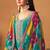 Turquoise chinnon silk embroidery & sequins semi stitched suit size up to 42