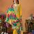 Mustard chinnon silk embroidery & sequins semi stitched suit size up to 42