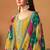 Mustard chinnon silk embroidery & sequins semi stitched suit size up to 42