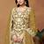 Mustard organza embroidery & sequins semi stitched suit size up to 42