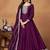 Purple art silk embroidery & sequins semi stitched suit size up to 42