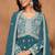 Teal blue georgette embroidery & sequins semi stitched suit size up to 42