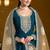 Teal blue chenderi embroidery & sequins semi stitched suit size up to 42