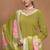 Olive green roman silk embroidery print & sequins semi stitched suit size up to 42