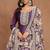 Purple art silk embroidery print & sequins semi stitched suit size up to 42