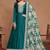 Teal green art silk embroidery print & sequins semi stitched suit size up to 42