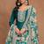 Teal green art silk embroidery print & sequins semi stitched suit size up to 42