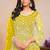 Mustard net embroidery & sequins semi stitched suit size up to 42