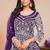Purple net embroidery & sequins semi stitched suit size up to 42