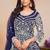 Blue net embroidery & sequins semi stitched suit size up to 42