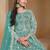 Turquoise net embroidery & sequins semi stitched suit size up to 42