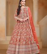 Coral net embroidery & sequins semi stitched suit size up to 42