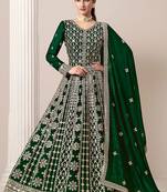 Green georgette embroidery & sequins semi stitched suit size up to 42