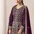 Purple georgette embroidery & sequins semi stitched suit size up to 42