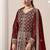 Maroon georgette embroidery & sequins semi stitched suit size up to 42