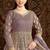 Purple net embroidery & sequins semi stitched suit size up to 42