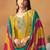 Mustard chinnon silk embroidery & sequins semi stitched suit size up to 42