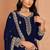 Blue georgette embroidery & sequins semi stitched suit size up to 42