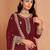 Maroon georgette embroidery & sequins semi stitched suit size up to 42