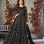 Black net zari embroidery & sequins semi stitched suit size up to 42