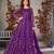 Purple net zari embroidery & sequins semi stitched suit size up to 42