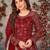 Maroon net zari embroidery & sequins semi stitched suit size up to 42