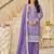 Purple organza embroidery & sequins semi stitched suit size up to 42