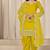 Yellow roman silk zari embroidery work glass & sequins semi stitched suit size up to 42