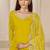 Yellow roman silk zari embroidery work glass & sequins semi stitched suit size up to 42