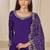 Purple roman silk zari embroidery work glass & sequins semi stitched suit size up to 42