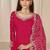 Red roman silk zari embroidery work glass & sequins semi stitched suit size up to 42