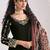 Black roman silk zari embroidery sequins mirror & printed dupatta semi stitched suit size up to 42