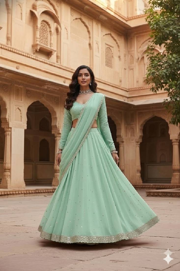 Mint Green Festive Lehenga Set