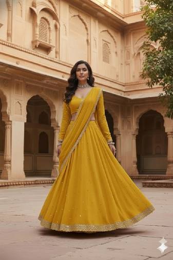 Yellow Festive Lehenga Set