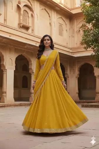 Yellow Festive Lehenga Set