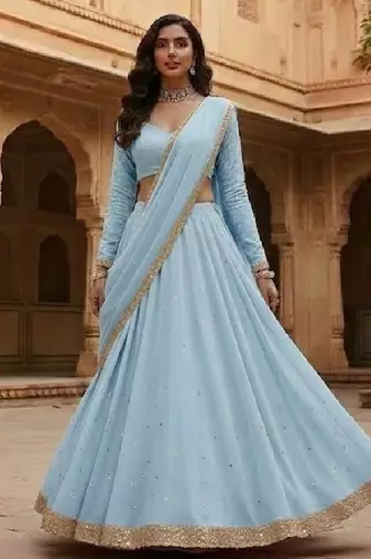 Light Sky Blue Festive Lehenga Set