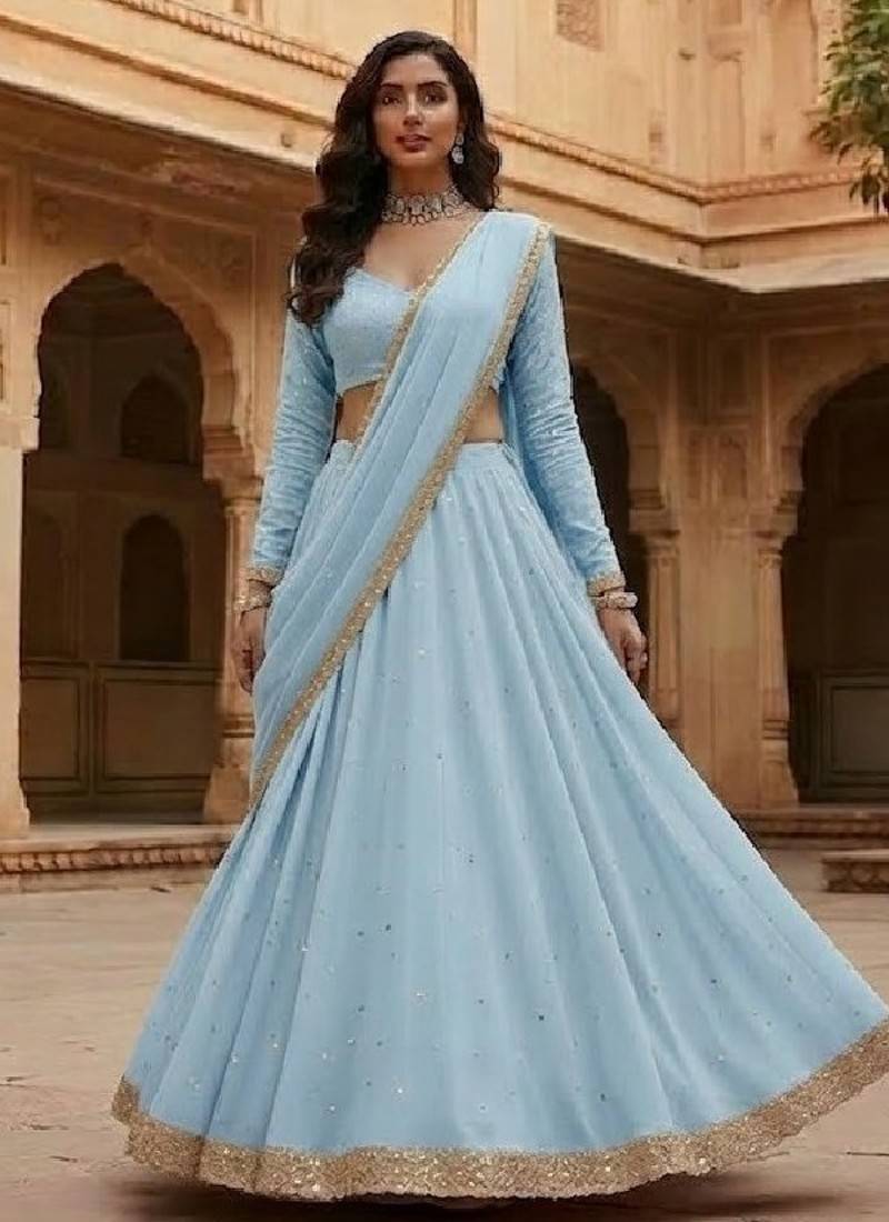 Light Sky Blue Festive Lehenga Set