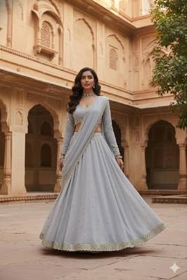 Light Grey Festive Lehenga Set 1