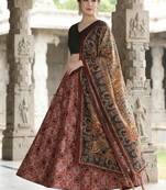 Ajarakh Print Satin Semi Stitched Lehenga Choli & Unstitched Blouse With Dupatta