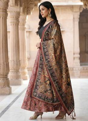 Ajarakh Print Satin Semi Stitched Lehenga Choli & Unstitched Blouse With Dupatta 2