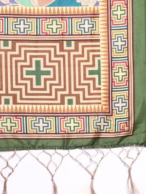 Kantha Stitch Print Satin Semi Stitched Lehenga Choli & Unstitched Blouse With Dupatta 5
